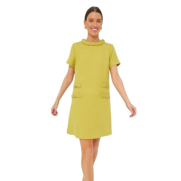 TUCKERNUCK - NWT Chartreuse Tweed Jackie O Classic Vintage Dress Sz S - Picture 1 of 10